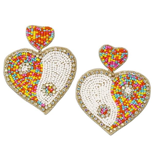 Seed Bead <b>Earrings</b> Multi Color Drop Shape Embroidered <b>Handmade</b> <b>Earrings</b> From India Fashion Jewelry for Women and Girls - Product Image 1