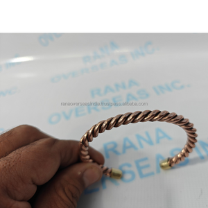Brazalete Terapéutico de Cobre Puro Trenzado Abierto, Hecho a Mano, Ecológico, para Equilibrio Espiritual y Alivio del Estrés - Product Image 3