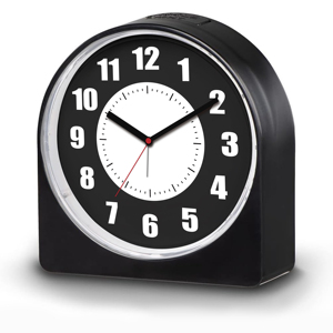 3.7 Inch Modern Silent Alarm <b>Clock</b> with Oversized Bold Dial & Soft Night Light – Sleek Black | Contemporary Bedroom & Office - Product Image 1