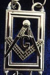 Master Mason Blue Lodge <b>Chain</b> Collar Silver Plated Square & <b>Compass</b> G Symbols Sew-On Badge Classical Style - Product Image 2