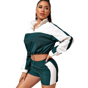 Ensemble court coupe-vent pour femme, ensemble respirant d'été en nylon, pantalon de qualité supérieure, veste zippée et jogging deux pièces - Product Image 4