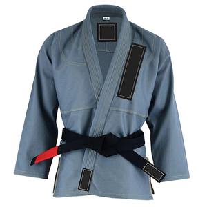 Conjunto de Kimono Azul para BJJ, Unisex, para Adultos, de Algodón Elástico, Transpirable y Ligero, para Artes Marciales, con Cinturón Negro con Punta Roja - Product Image 1