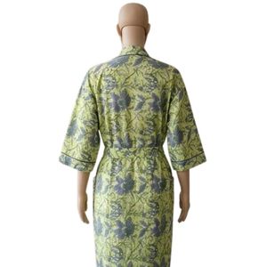 Robe décontractée douce pour femme, imprimé floral, en coton et fibre de bambou, col en V, manches trois quarts, longueur genou, très vendue - Product Image 4