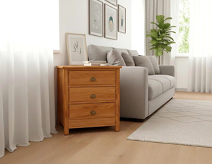 Solid Wood 3 <b>Drawer</b> Nightstand Scandinavian Modern Bedroom Furniture <b>Storage</b> <b>Cabinet</b> - Product Image 4