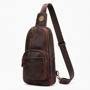 Bolso de Pecho de Cuero Genuino para Hombre, Estilo Vintage, Bandolera con Cremallera, para Viajes y Uso al Aire Libre, Venta al Por Mayor OEM - Product Image 6