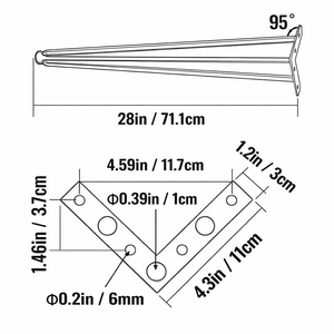 28 inch Hairpin <b>Table</b> Legs 1/2" solid steel <b>set</b> of 4 Metal Desk Legs 880lbs Load DIY Dining <b>Table</b> <b>Bench</b> Furniture Legs EDPTBL014 - Product Image 5