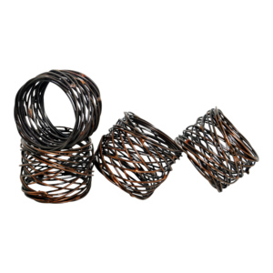 แหวนผ้าเช็ดปากลวดโลหะทรงกลมสำหรับโต๊ะปาร์ตี้ชิ้นกลางตกแต่งบ้านไม่เหมือนใครทำจากไม้และกระดาษพร้อมวัสดุเหล็ก - Product Image 3