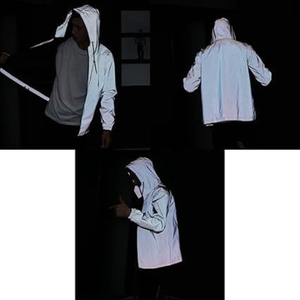 Veste coupe-vent unisexe réfléchissante imperméable à séchage rapide avec capuche, légère, pour la course et le sport, avec poches, style streetwear, faible MOQ - Product Image 2