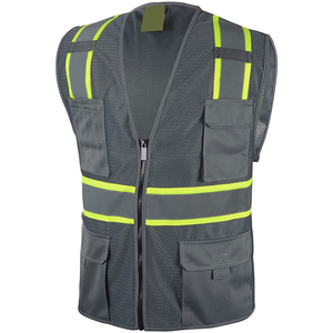 Chaleco de Seguridad de Alta Visibilidad Color Naranja para Hombre, con Logotipo Personalizado, Cierre de Cremallera, Tejido de Malla, Color Personalizable, Venta al Por Mayor - Product Image 1