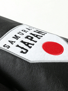 แจ็กเก็ตเบสบอลวิทยาลัยลายหนาสำหรับผู้ชายแจ็คเก็ตบอมเบอร์ผ้าขนสัตว์สีตัดกันมีสไตล์ - Product Image 2