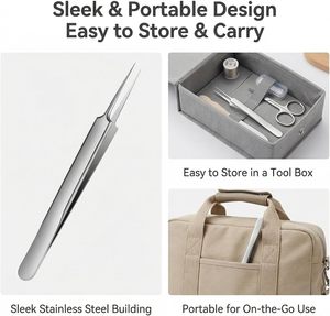 Pinzas para vello encarnado de acero inoxidable, removedor de puntos negros de precisión, pinzas para cejas, vello facial, astillas y garrapatas - Product Image 3