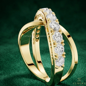 Luxury Criss Cross Lab Grown Diamond <b>Ring</b> for Women | 18K Gold Plated Cut Diamond <b>Open</b> Wrap <b>Ring</b> | IGI Certified Elegant Fashion - Product Image 2