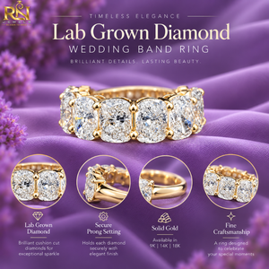 <b>Cushion</b> Cut Lab Grown Diamond Solitaire <b>Ring</b> 9K/14K/18K Solid Gold Luxury Unisex Engagement Bridal <b>Wedding</b> Band - Product Image 5