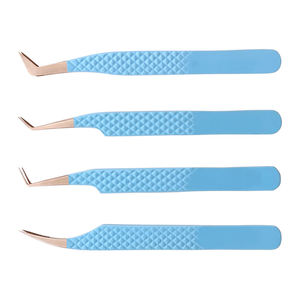 Kit Profesional de Extensión de Pestañas de 4 Piezas, Juego de Pinzas Antiestáticas de Acero Inoxidable, Puntas de Fibra Lisas/Serradas Personalizadas - Product Image 4