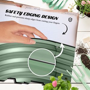 Kit de jardinières galvanisées de grande taille 4,9 pi x 2 pi x 1 pi, potager surélevé en métal avec bordure de sécurité, bac de plantation vert et pots - Product Image 6