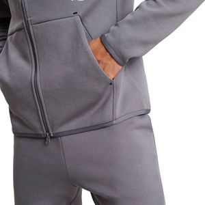 Survêtement gris à capuche pour homme, sweat-shirt à fermeture éclair à manches longues avec poches, coupe classique, décontracté, pour l'automne, couleur unie, respirant - Product Image 5