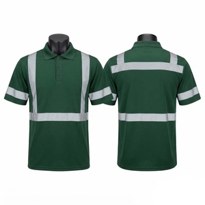 เสื้อยืดทำงานพรีเมียม 180 GSM ผ้าโพลีเอสเตอร์ระบายอากาศ สีเขียว แบบโปโล แถบสะท้อนแสง พร้อมสกรีนโลโก้ด้วยความร้อน - Product Image 1