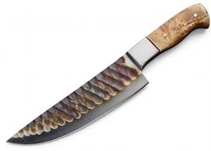 Herramienta Utilitaria de Acero Texturizado Hecha a Mano – Cuchilla de Chef y Artesanal con Mango de Madera Natural - Product Image 2