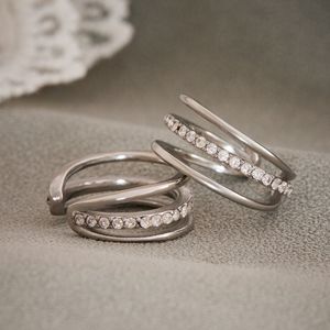 18K Gold Plated Stainless Steel Triple Hoop Ear <b>Cuff</b> with Claw Setting Zircon Jewelry for Gift - Product Image 3