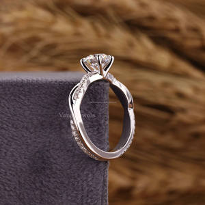 14 Karat massives Weißgold Twisted Shank Verlobung sring Round Cut Lab Grown Diamond Hochzeitstag Versprechen Geschenk ring für Sie - Product Image 5