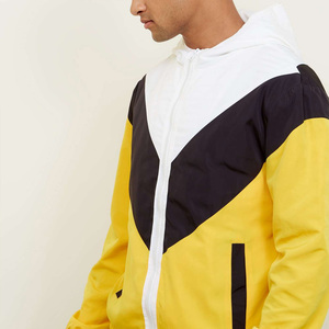 Men's Plus Size New Fashion Color <b>Block</b> Windbreaker Jacket Customizable Zip-up Waterproof Outdoor Hooded - Product Image 3