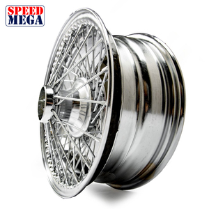 Rueda de alambre cromada con bloqueo central de 16x6 pulgadas, 60 radios, buje de 52 mm, compatible con Jaguar XK, coches deportivos clásicos - Product Image 6
