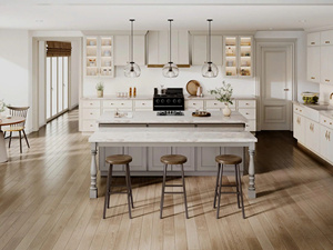 ตู้ครัวไม้เบิร์ชแบบสั่งทำตามแบบทันสมัยสำหรับโครงการอพาร์ทเมนต์ พร้อมแผงไม้อัดและไอส์แลนด์ - Product Image 5