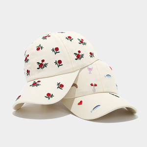 Gorra de Béisbol Bordada con Flores, 6 Paneles, Ajustable, Unisex, de Algodón, para Primavera/Verano, Moda Casual - Product Image 1
