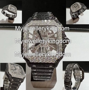 เพชรโมอิสซาไนต์ทรงสี่เหลี่ยมสีดำ VVS1 หรูหราสไตล์ฮิปฮอปสำหรับผู้ชายและผู้หญิง ผ่านการทดสอบเพชร  แบบฝ้าขุ่น  ประดับเพชรแล็บโกรว์  สามารถสั่งทำได้ - Product Image 5