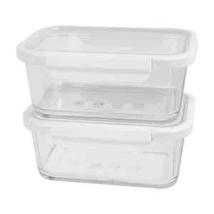 Rectangle <b>Glass</b> <b>Food</b> Storage <b>Containers</b> with Tritan Lids Set of 2 4 Pieces Square Shape for Pantry Organization - Product Image 1