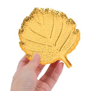 Bandeja de Servicio de Metal Dorado con Forma de Hoja de Lujo al por Mayor, Plato para Hotel con Elegante Textura Martillada, Centro de Mesa Decorativo - Product Image 2