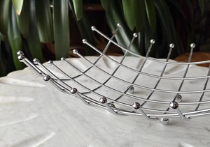 Minimalist Silver Metal <b>Basket</b> For <b>Table</b> Centerpiece Fruit <b>Basket</b> And Coffee <b>Table</b> Decorative Accent Wholesale From India - Product Image 3