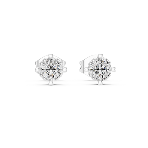 Luxury <b>Silver</b> Solitaire Diamond <b>Stud</b> <b>Earrings</b> Minimalist Womens Fine Jewelry - Product Image 1