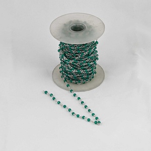 3mm 4mm Natural Green Onyx Faceted Rondelle <b>Rosary</b> Chain Beads Handmade Birthstone 925 Silver Chain Roll Necklace Women - Product Image 2