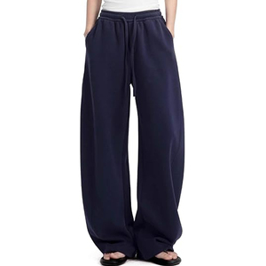 Womens Barrel Ankle Sweatpants Fleece Lined Baggy Sweat Pants Interior <b>Drawstring</b> <b>Trousers</b> Barrel Sweats With Pockets - Product Image 6