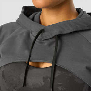 Sweat-shirt à capuche court confortable pour femme en molleton doux, idéal pour l'hiver, respirant et confortable, avec broderie ou impression sur le devant - Product Image 4