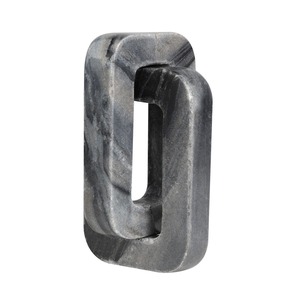 Sculpture de table rectangulaire moderne en marbre gris sculpté à la main, motif maillons de chaîne entrelacés, pour un accent décoratif de luxe pour la maison et le bureau - Product Image 1
