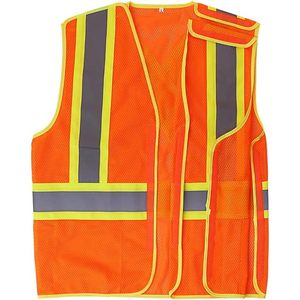 2025 Chaleco de seguridad de malla de flash LED de alta visibilidad 5 puntos Break Away con patrón de X reflectante Back Inside Tear Away Pockets - Product Image 5