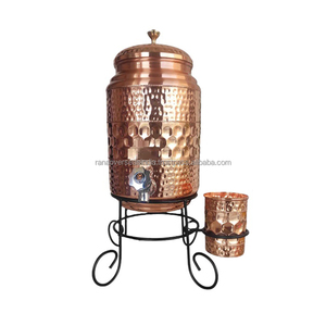 Tanque de almacenamiento dispensador de agua de cobre puro 100% hecho a mano al por mayor con soporte de vidrio y hierro forma y tamaño personalizados - Product Image 6