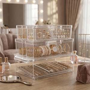 Contenedores Transparentes de Lujo para Guardar Joyas, Organizadores para Colecciones de Anillos, Collares, Pulseras y Pendientes - Product Image 1