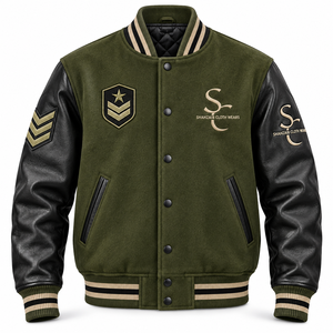Veste bomber varsity unisexe Shahzaib Cloth Wears Y2K Streetwear, coupe ample, patchs en chenille, col mandarin, doublure en polaire - Product Image 1