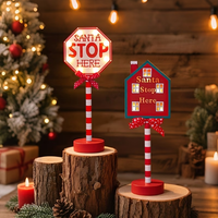 Support de canne à sucre lumineux de Noël assorti, ornement de table pour la décoration de la maison, de la table de Noël ou du cheminée dans un style rustique