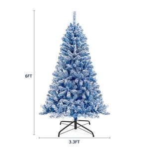 6FT Pre-Lit Hinged Artificial Fir Christmas <b>Tree</b> with 750 <b>Branch</b> Tips Xmas Snow Flocked Holiday <b>Tree</b> - Product Image 4