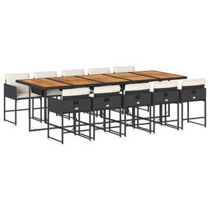 Ensemble de salle à manger de jardin noir et marron en teck avec structure en acier, 10 places, mobilier d'extérieur au design contemporain, résistant aux intempéries - Product Image 2