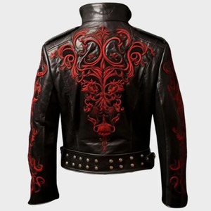 <b>Gothic</b> Dragon Leather <b>Jacket</b> Embroidered Steampunk Military Style - Product Image 2