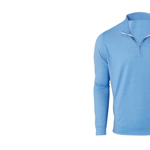 Université hommes 100% coton Sport course Jogging sweat quart demi fermeture éclair haut doublure solide hiver tricoté plaine teint à capuche - Product Image 3