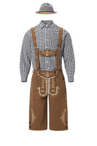 Traje Bávaro para Hombre para el Oktoberfest – Lederhosen de Cuero Genuino con Bordado Alpino Clásico y Artesanía Duradera - Product Image 4
