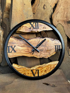 Rustic Live Edge Wooden <b>Wall</b> <b>Clock</b>, Natural Wood Statement Decor, Handmade Metal Frame <b>Clock</b>, <b>Modern</b> Home <b>Wall</b> Art - Product Image 4