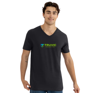 T-shirt en coton à col en V pour homme, coupe classique, respirant, streetwear décontracté, haut essentiel, fabrication OEM ODM personnalisée - Product Image 1