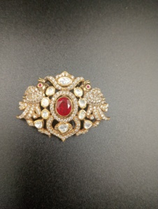 Collar colgante con diseño de pájaro con doblet rojo y piedra polki, joyería para novias, collar colgante hecho a mano para bodas indias. - Product Image 5